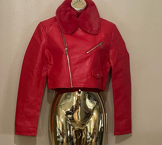 CHAQUETA DE CUERO ROJA