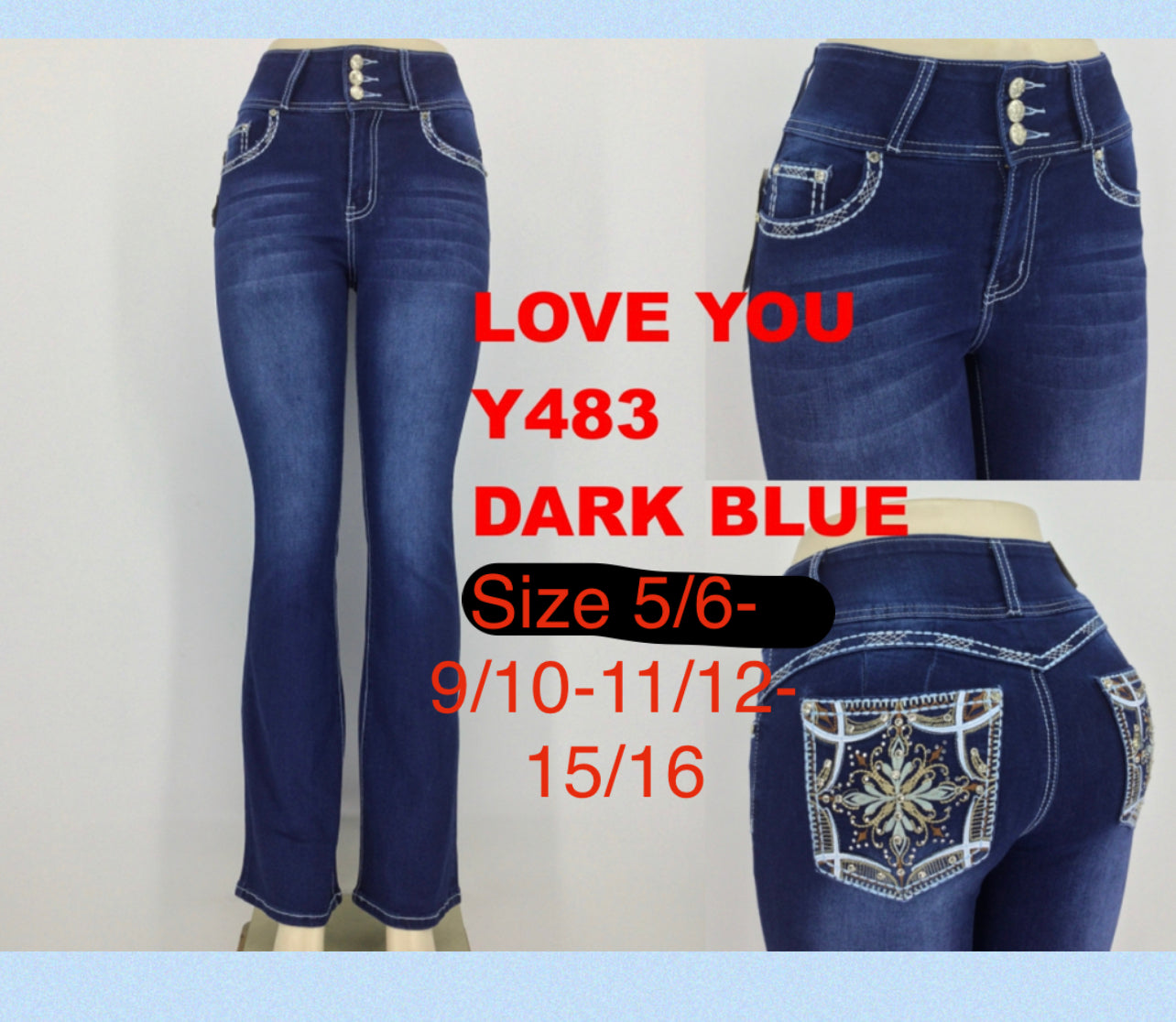 LOVE YOU DARK BLUE JEANS